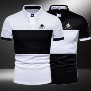 Brand new Men's sports and leisure printed short sleeved polo shirt